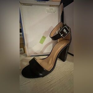 Leather strap sequin heel